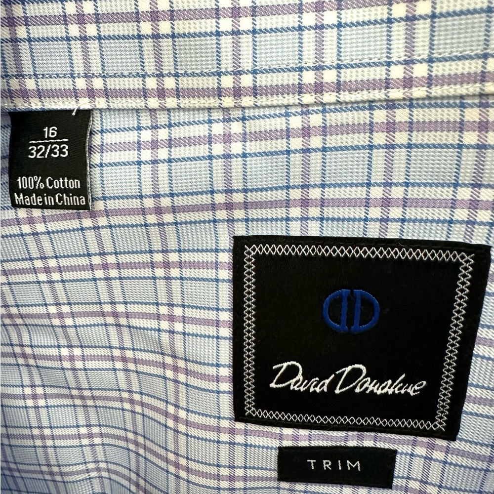 David Donahue Men's Lavender and Sky Check Shirt